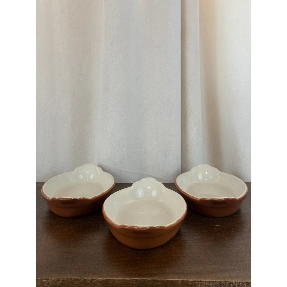 VTG SetTHREE Burden USA Oval Brown Stoneware Au Gratin 8‎ 1/4